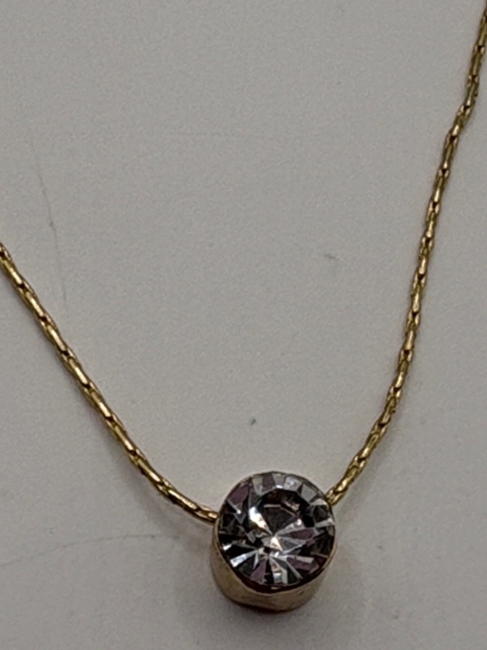 Gold Necklace Faux Solitaire Pendant - Women Jewelry 15-17” - Picture 4 of 4